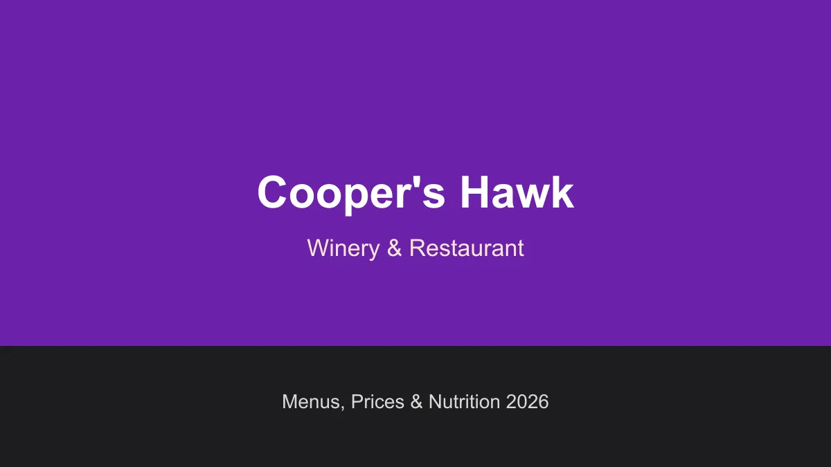 Cooper's Hawk menu