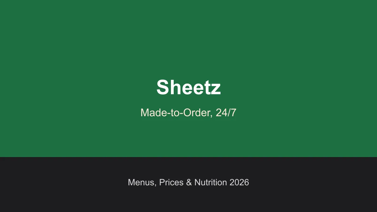 Sheetz menu