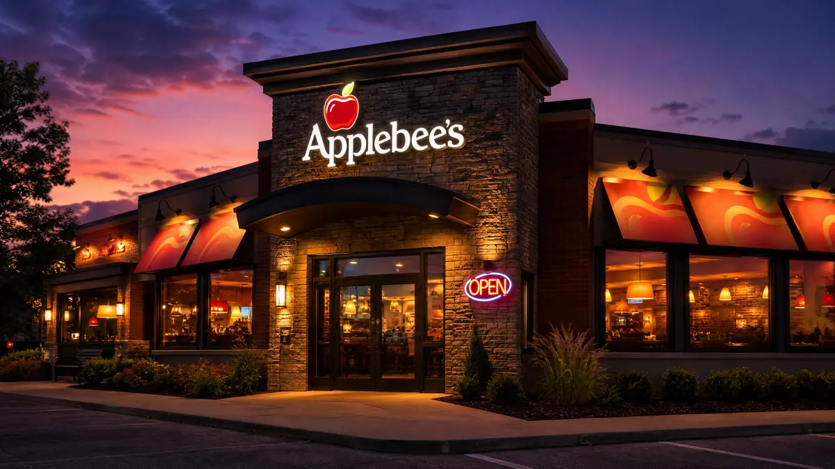 Applebee's restaurant exterior with hours sign