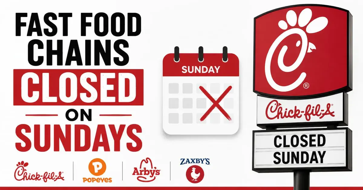 Fast Food Chains Closed on Sundays — Complete Guide