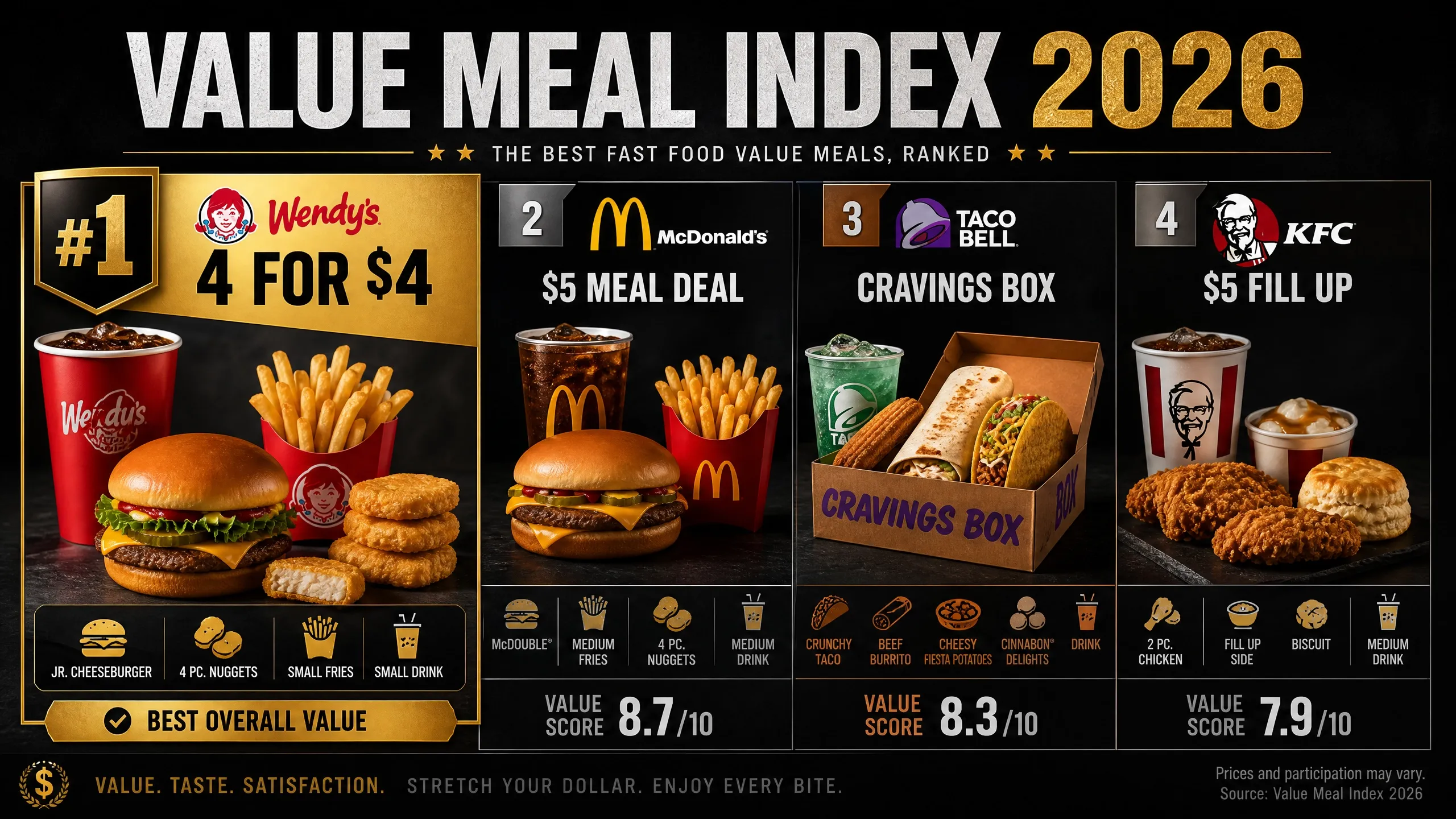 Value Meal Index 2026 — Best Fast Food Deals Ranked by Value