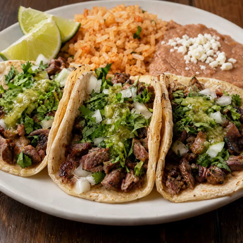 Rosa's Café Taco Plate (3 Tacos, Crispy or Soft) nutrition facts price