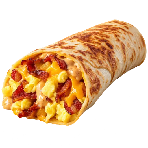 Cheesy Toasted Breakfast Burrito (Bacon)