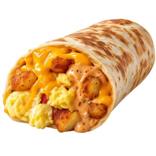 Cheesy Toasted Breakfast Burrito (Potato)