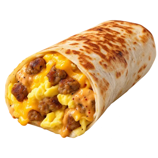 Cheesy Toasted Breakfast Burrito (Sausage)